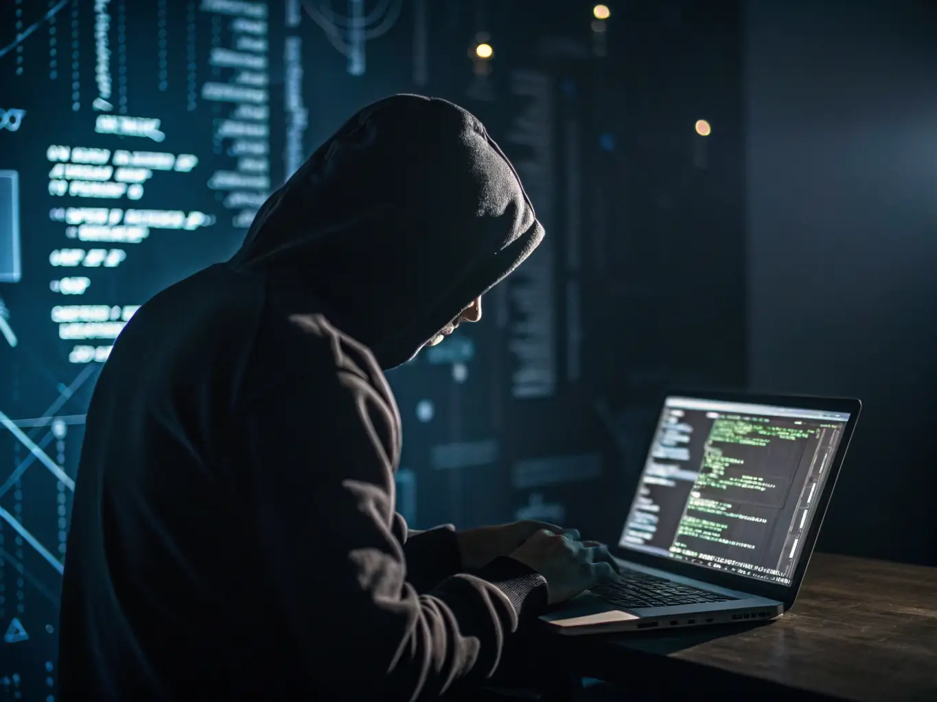 A digital illustration depicting a person in a hoodie ethically hacking a system, showcasing the practical application of ethical hacking skills learned in the module.
