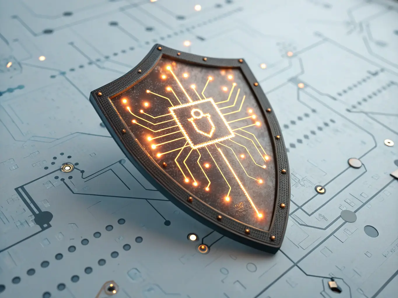 An image of a digital shield protecting data from cyber attacks, symbolizing the importance of threat analysis and incident response in cybersecurity.